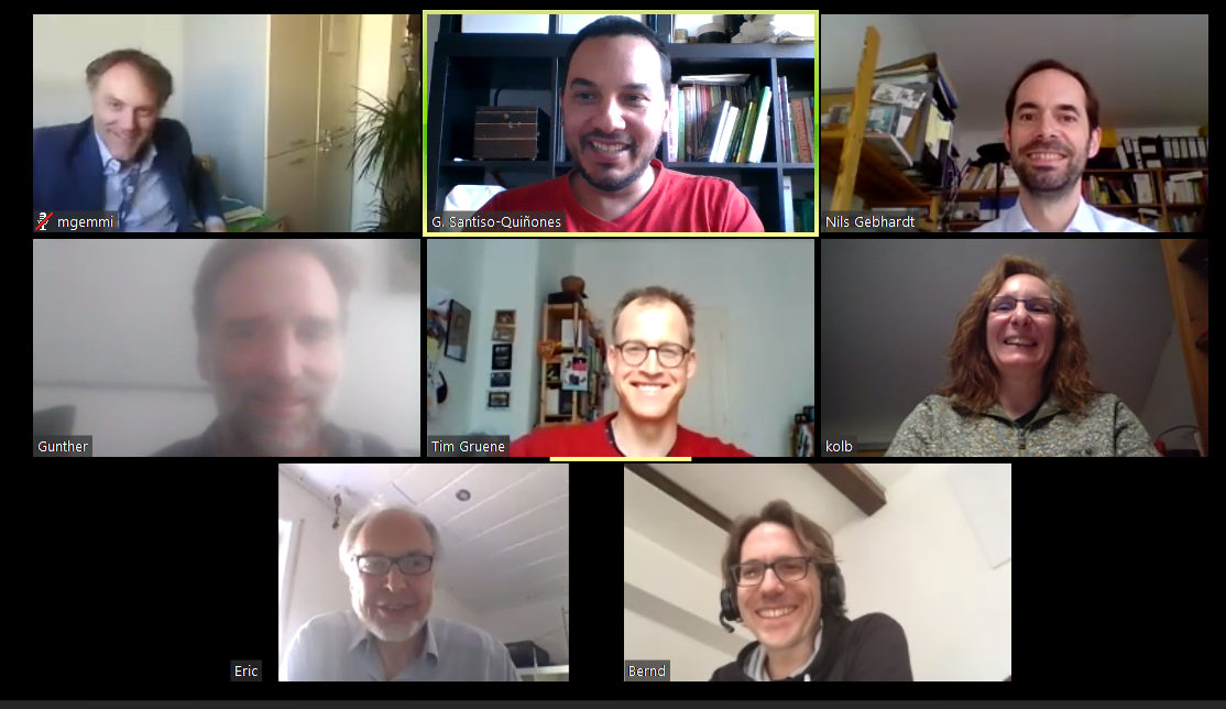 Virtual team-up with the new Scientific Advisory Board: (from left to right, back): Mauro Gemmi, Gustavo Santiso, Nils Gebhardt. (Middle:) Gunther Steinfeld, Tim Grüne, Ute Kolb. (Front:) Eric Hovestreydt, Bernd Hinrichsen. Virtual team-up with the new Scientific Advisory Board: (from left to right, back): Mauro Gemmi, Gustavo Santiso, Nils Gebhardt. (Middle:) Gunther Steinfeld, Tim Grüne, Ute Kolb. (Front:) Eric Hovestreydt, Bernd Hinrichsen.